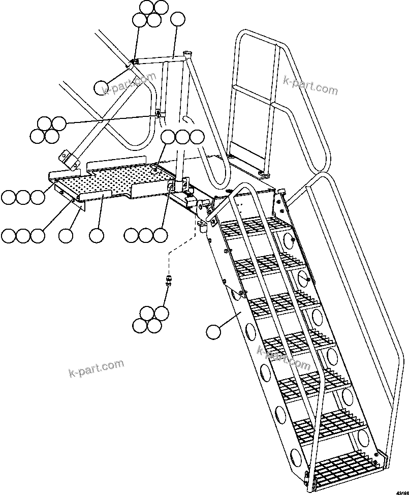 Komatsu parts book diagram for AFE57-FV 830E-1AC S/N A30732 - A30734, A30758 & A30762 - A30763 CLERMONT: RETRACTABLE LADDER   1/4