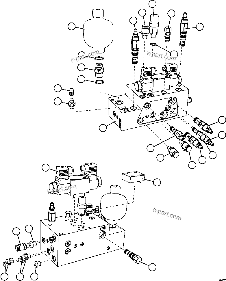 Komatsu parts book diagram for AFE57-FV 830E-1AC S/N A30732 - A30734, A30758 & A30762 - A30763 CLERMONT: MANIFOLD ASSEMBLY    XA5222