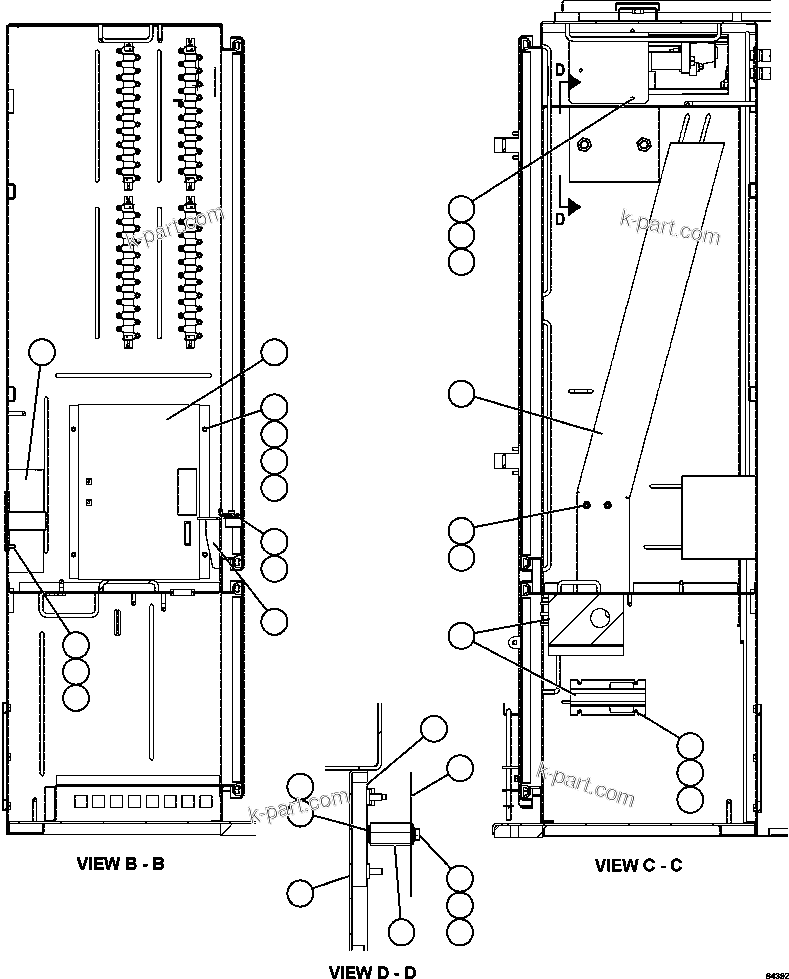 Komatsu parts book diagram for AFE57-FV 830E-1AC S/N A30732 - A30734, A30758 & A30762 - A30763 CLERMONT: CTRL CABINET - LEFT COMPARTMENT  2/2  58B-43-00020