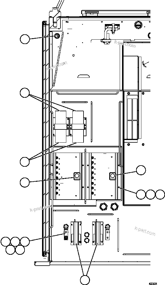 Komatsu parts book diagram for AFE57-FV 830E-1AC S/N A30732 - A30734, A30758 & A30762 - A30763 CLERMONT: CTRL CABINET - RIGHT COMPARTMENT 2/2  58E-43-00020
