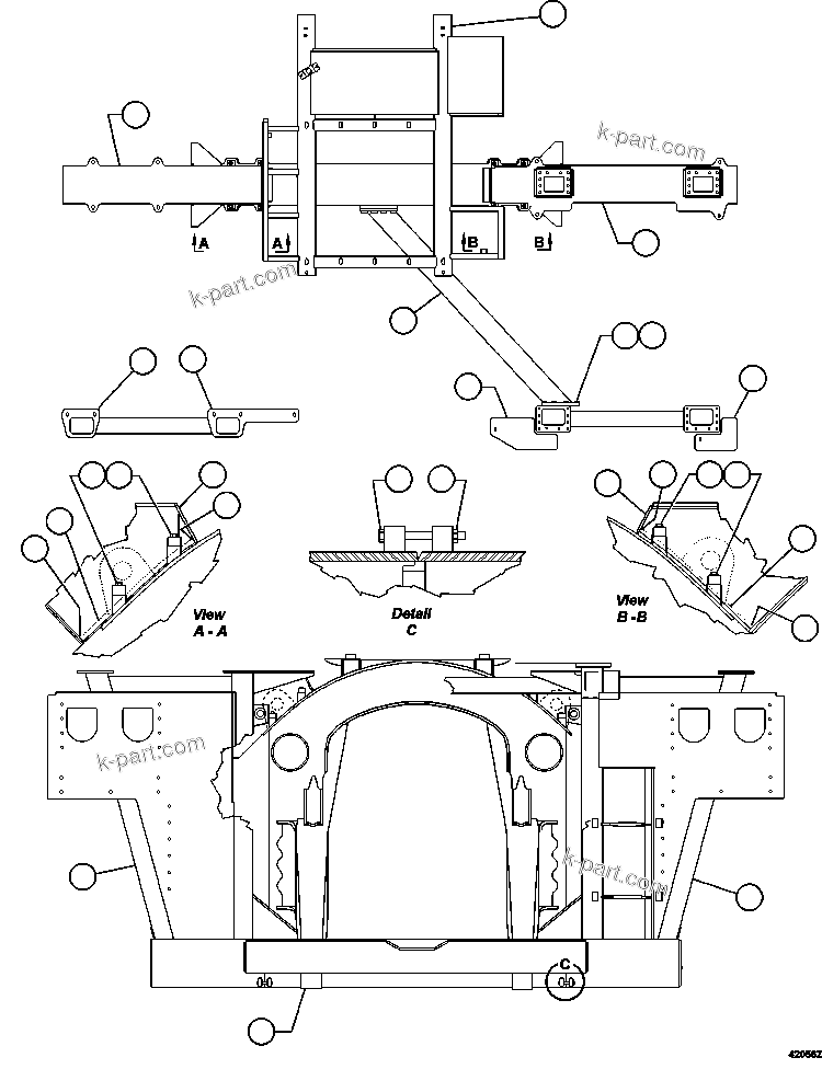 Komatsu parts book diagram for AFE57-FW 830E-1AC S/N A30761  WABUSH: FRAME & UPRIGHTS