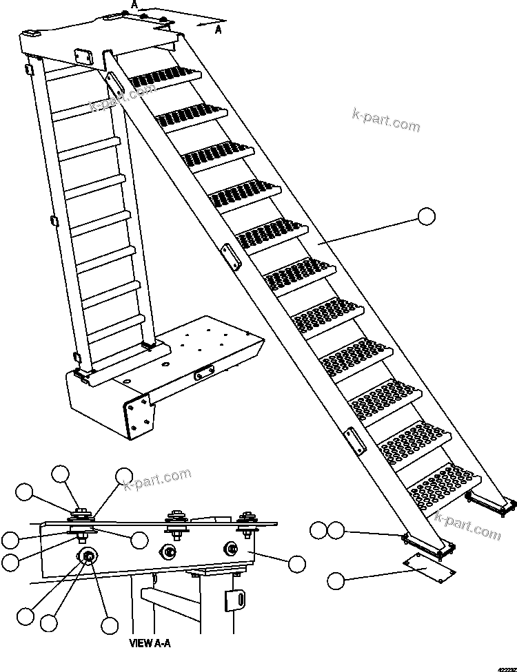 Komatsu parts book diagram for AFE57-FW 830E-1AC S/N A30761  WABUSH: DIAGONAL LADDER INSTALLATION