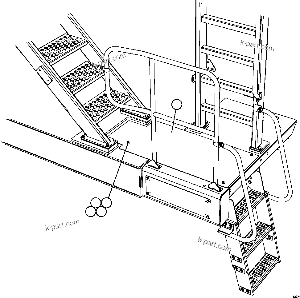 Komatsu parts book diagram for AFE57-FW 830E-1AC S/N A30761  WABUSH: LH PLATFORM TREAD PLATE INSTALLATION