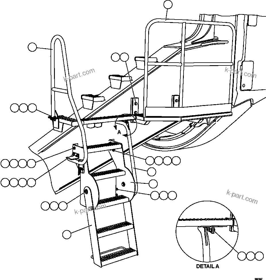 Komatsu parts book diagram for AFE57-FW 830E-1AC S/N A30761  WABUSH: ENGINE ACCESS LADDERS & PLATFORMS