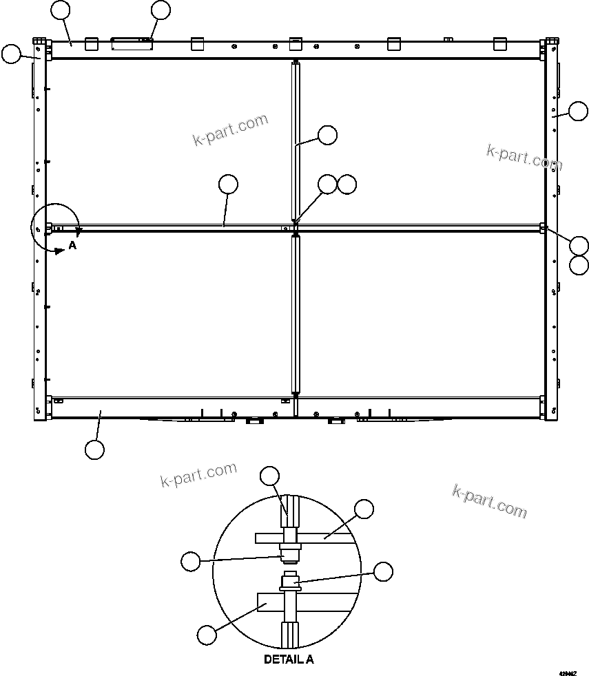 Komatsu parts book diagram for AFE57-FW 830E-1AC S/N A30761  WABUSH: AFTER COOLER RADIATOR    XA5354