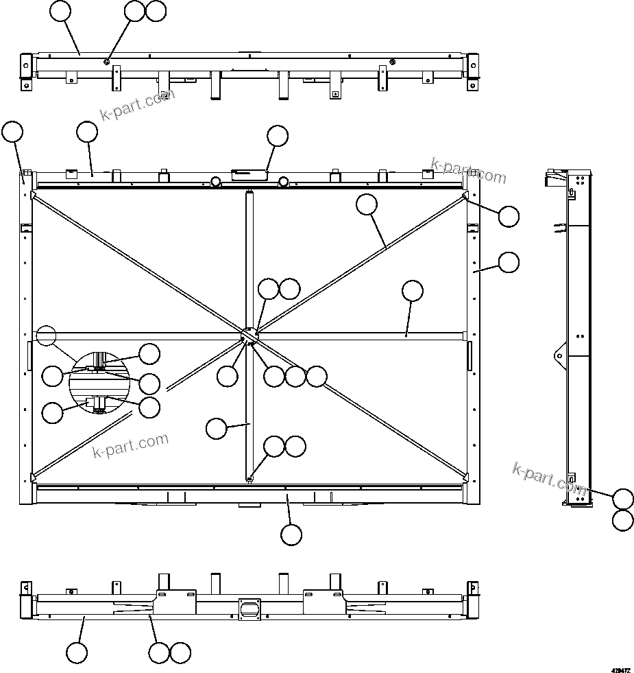 Komatsu parts book diagram for AFE57-FW 830E-1AC S/N A30761  WABUSH: JACKETWATER RADIATOR     XA5341