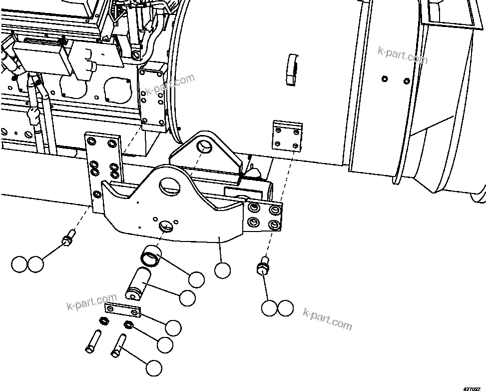 Komatsu parts book diagram for AFE57-FW 830E-1AC S/N A30761  WABUSH: ENGINE CRADLE INSTALLATION