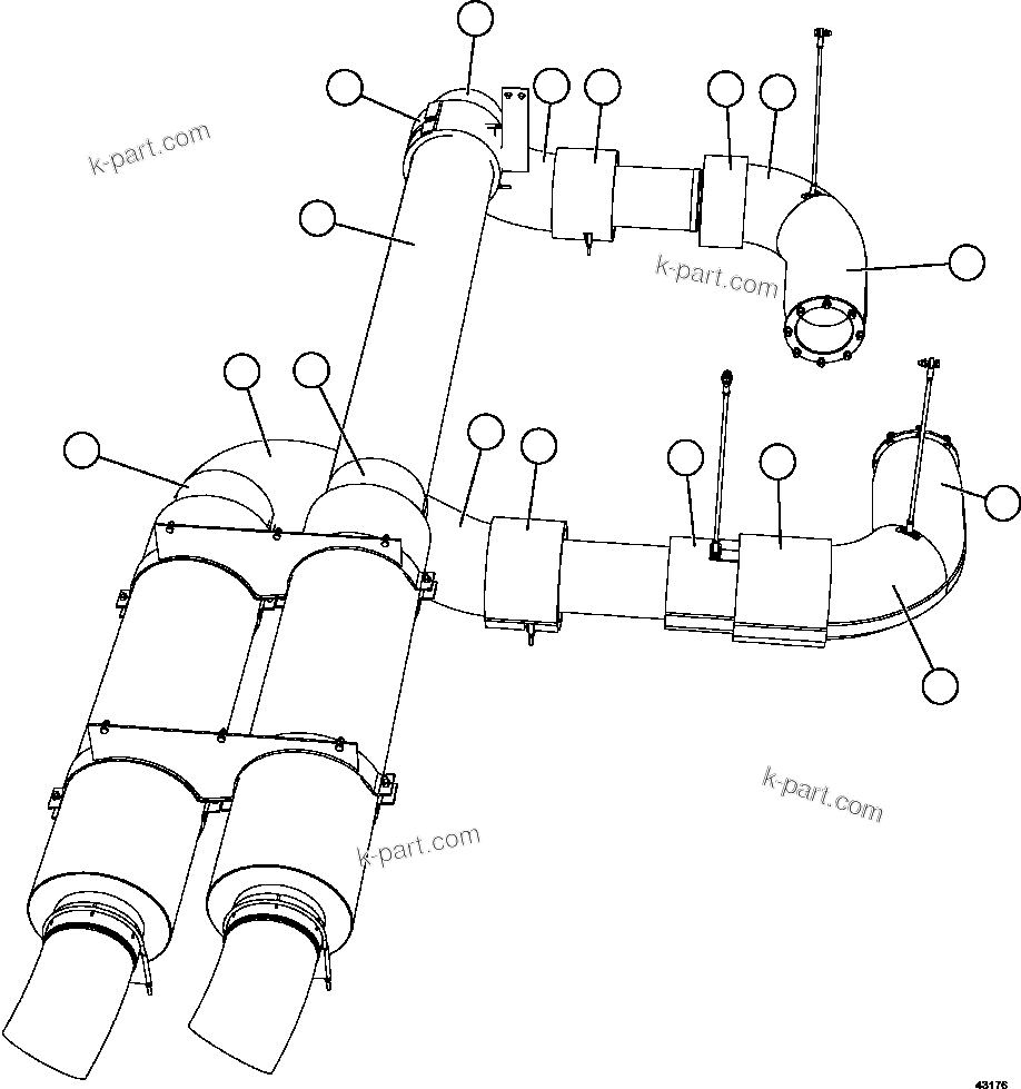 Komatsu parts book diagram for AFE57-FW 830E-1AC S/N A30761  WABUSH: EXHAUST BLANKETS