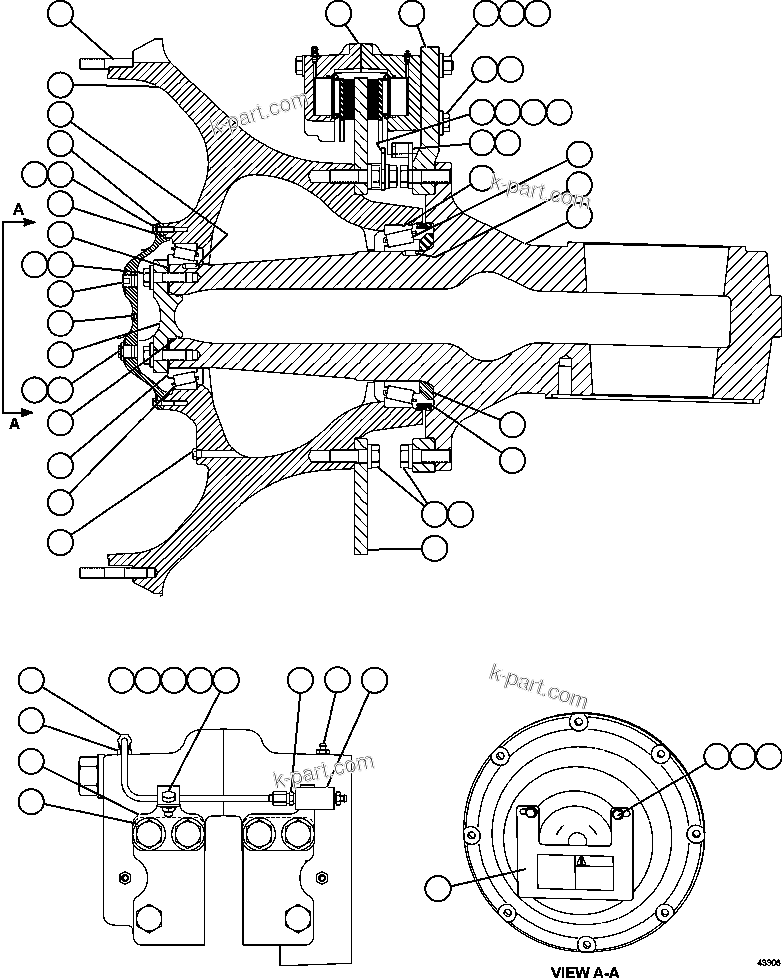 Komatsu parts book diagram for AFE57-FW 830E-1AC S/N A30761  WABUSH: SPINDLE, HUB & BRAKE ASSEMBLY