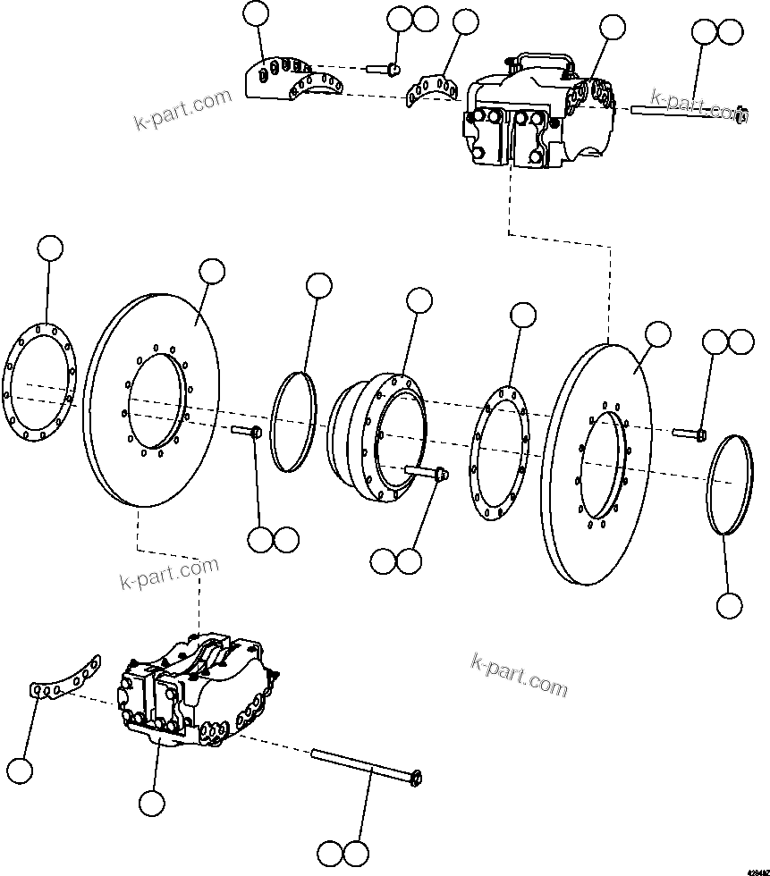 Komatsu parts book diagram for AFE57-FW 830E-1AC S/N A30761  WABUSH: REAR BRAKE INSTALLATION