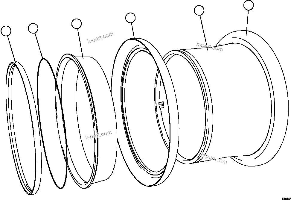 Komatsu parts book diagram for AFE57-FW 830E-1AC S/N A30761  WABUSH: RIM ASSEMBLY