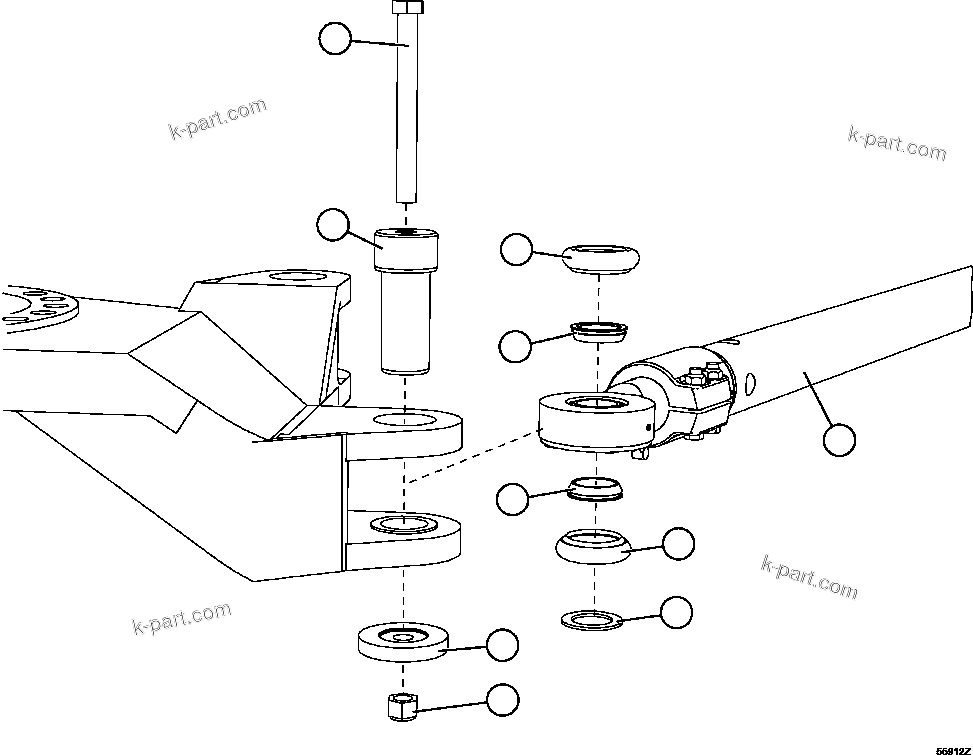 Komatsu parts book diagram for AFE57-FW 830E-1AC S/N A30761  WABUSH: TIE ROD INSTALLATION