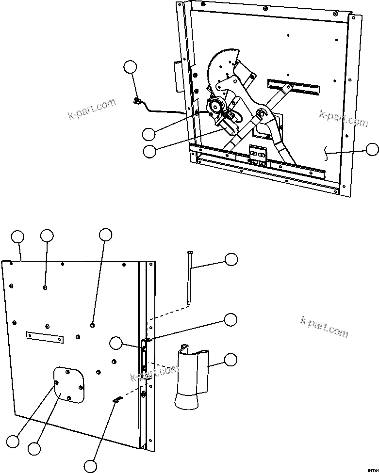 Komatsu parts book diagram for AFE57-FW 830E-1AC S/N A30761  WABUSH: INNER DOOR PANEL - RH     EL2747