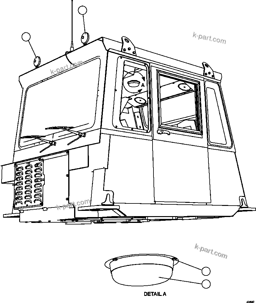 Komatsu parts book diagram for AFE57-FW 830E-1AC S/N A30761  WABUSH: CAB LIGHTS