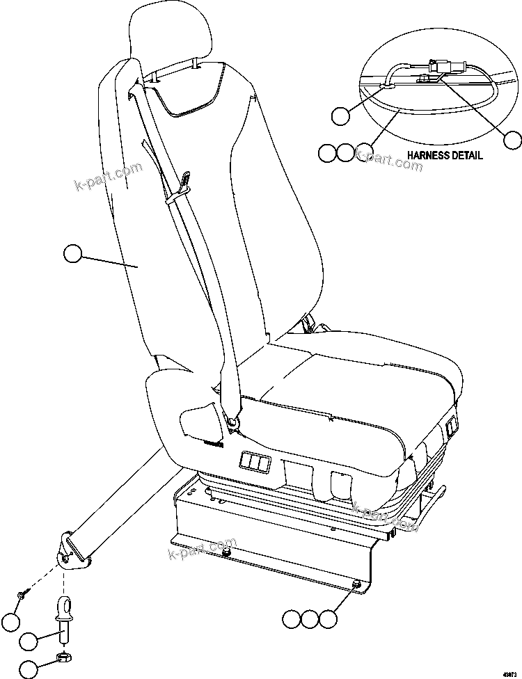 Komatsu parts book diagram for AFE57-FW 830E-1AC S/N A30761  WABUSH: PASSENGER SEAT INSTALLATION
