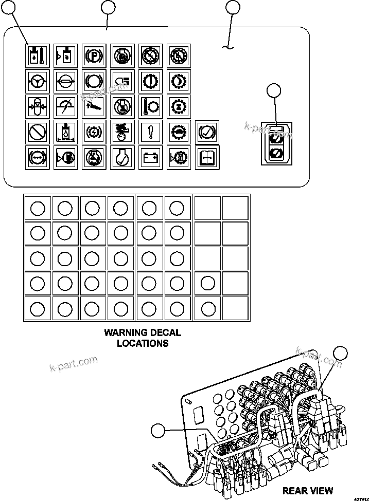 Komatsu parts book diagram for AFE57-FW 830E-1AC S/N A30761  WABUSH: WARNING LIGHTS MODULE