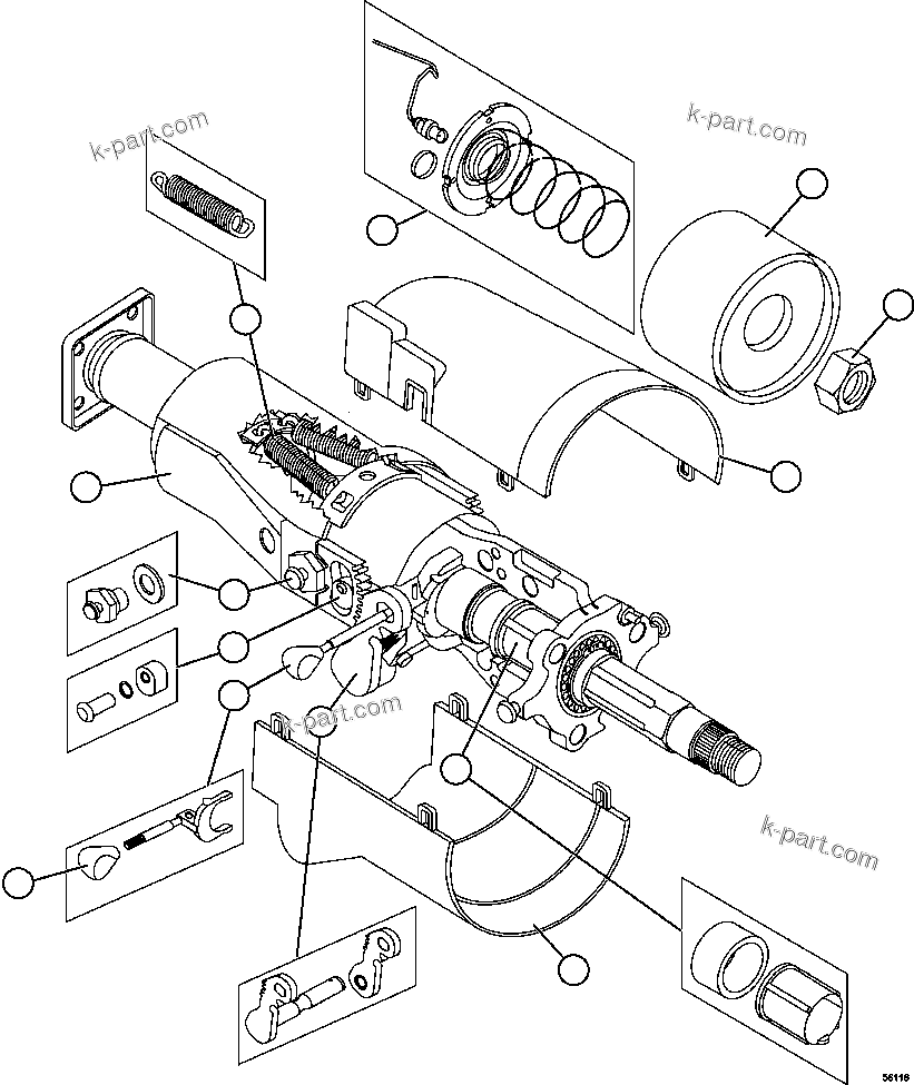 Komatsu parts book diagram for AFE57-FW 830E-1AC S/N A30761  WABUSH: STEERING COLUMN        XB8878