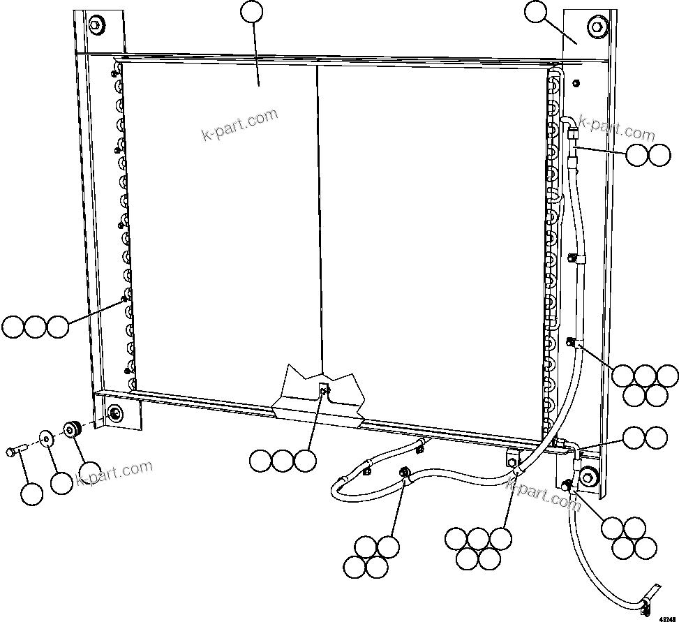 Komatsu parts book diagram for AFE57-FW 830E-1AC S/N A30761  WABUSH: AIR CONDITIONING - CONDENSER INSTALLATION