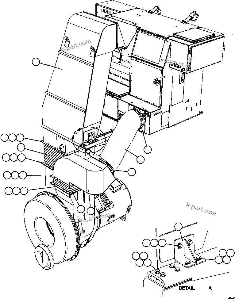 Komatsu parts book diagram for AFE57-FW 830E-1AC S/N A30761  WABUSH: BLOWER INLET INSTALLATION   1/2