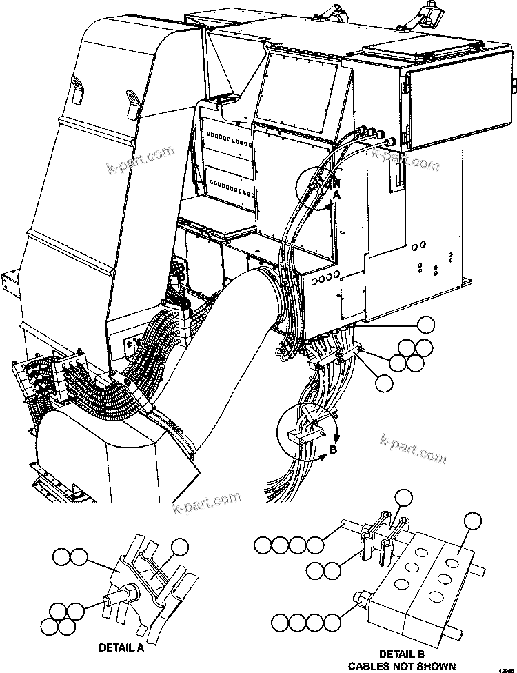 Komatsu parts book diagram for AFE57-FW 830E-1AC S/N A30761  WABUSH: ALTERNATOR WIRING   1/3