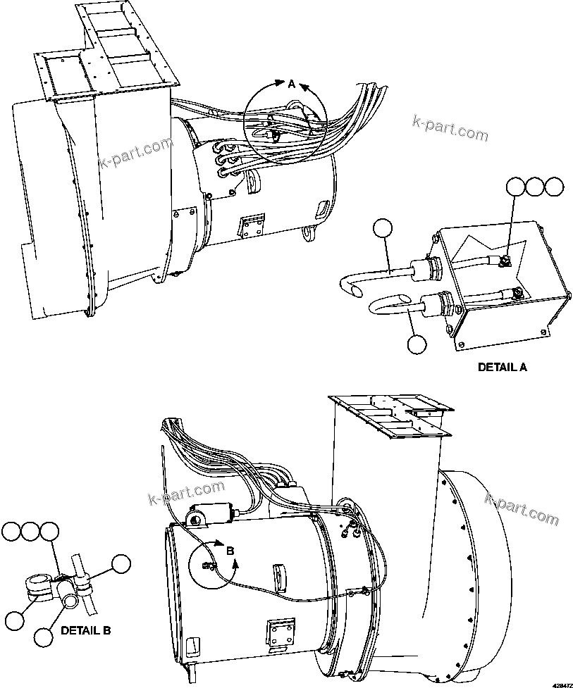 Komatsu parts book diagram for AFE57-FW 830E-1AC S/N A30761  WABUSH: ALTERNATOR WIRING   3/3