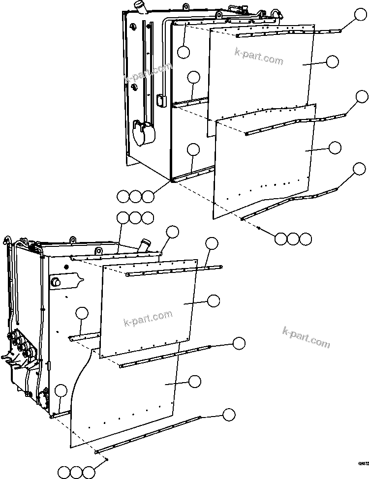 Komatsu parts book diagram for AFE57-FW 830E-1AC S/N A30761  WABUSH: FUEL TANK MUD FLAPS