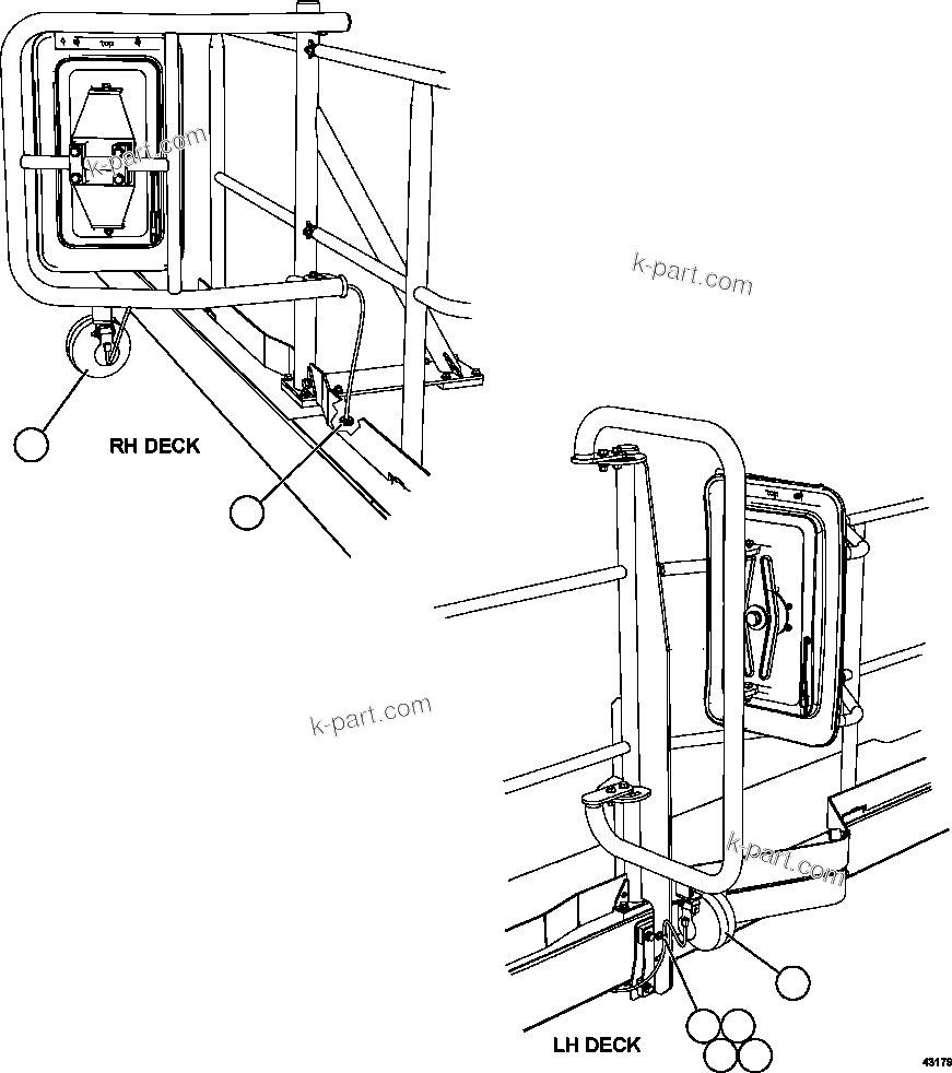 Komatsu parts book diagram for AFE57-FW 830E-1AC S/N A30761  WABUSH: MIRROR MOUNTED BACKUP LIGHTS