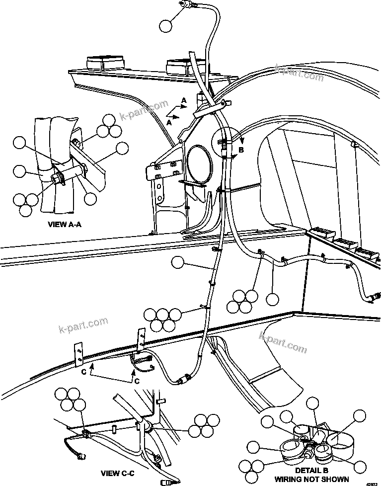 Komatsu parts book diagram for AFE57-FW 830E-1AC S/N A30761  WABUSH: LH FRAME RAIL WIRING  2/2