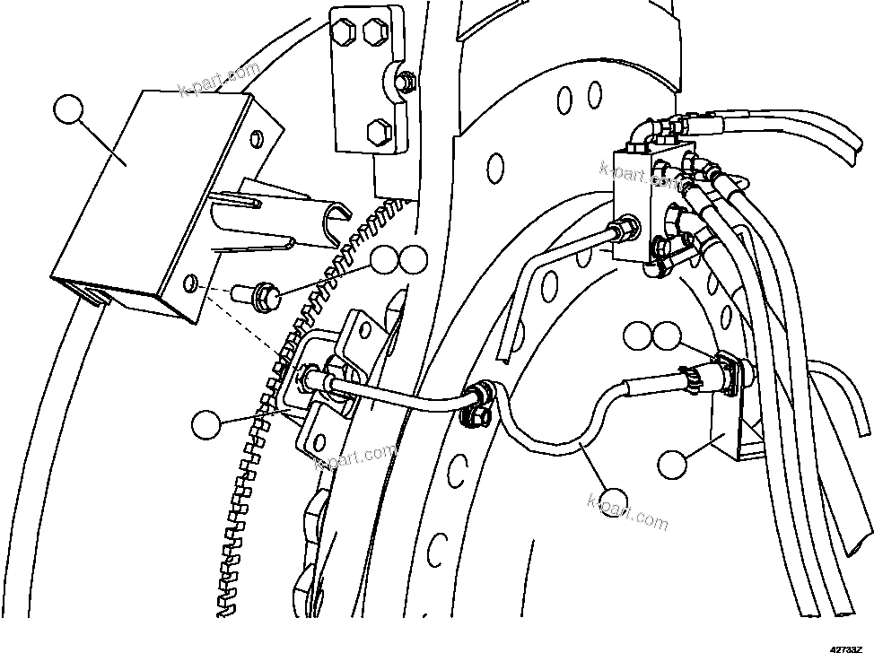 Komatsu parts book diagram for AFE57-FW 830E-1AC S/N A30761  WABUSH: FRONT WHEEL SPEED SENSOR INSTALLATION