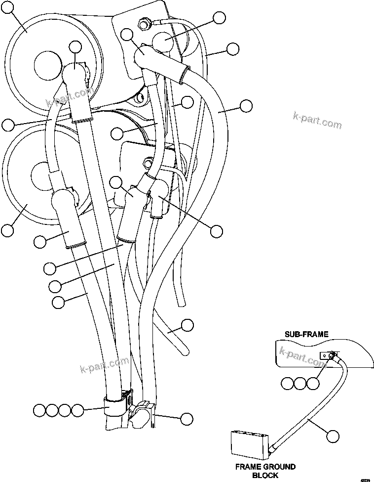 Komatsu parts book diagram for AFE57-FW 830E-1AC S/N A30761  WABUSH: STARTING SYSTEM WIRING    1/4
