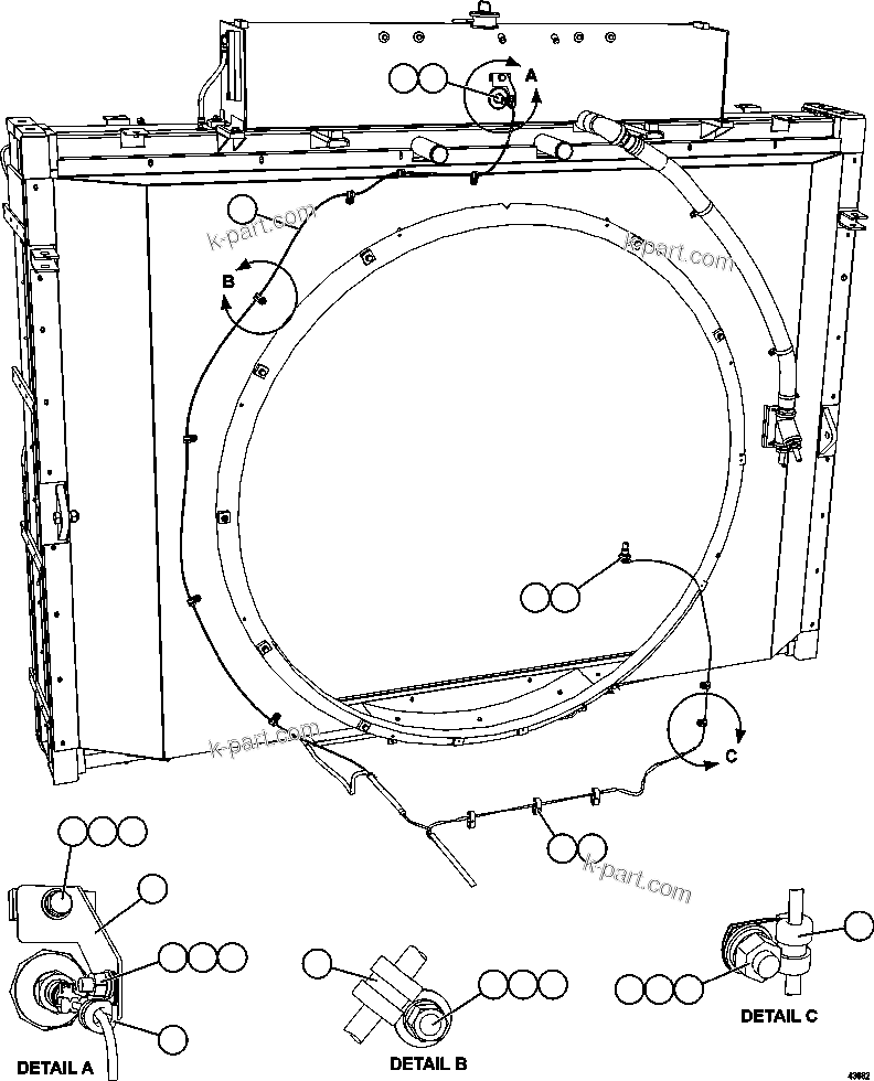 Komatsu parts book diagram for AFE57-FW 830E-1AC S/N A30761  WABUSH: COOLING SYSTEM WIRING