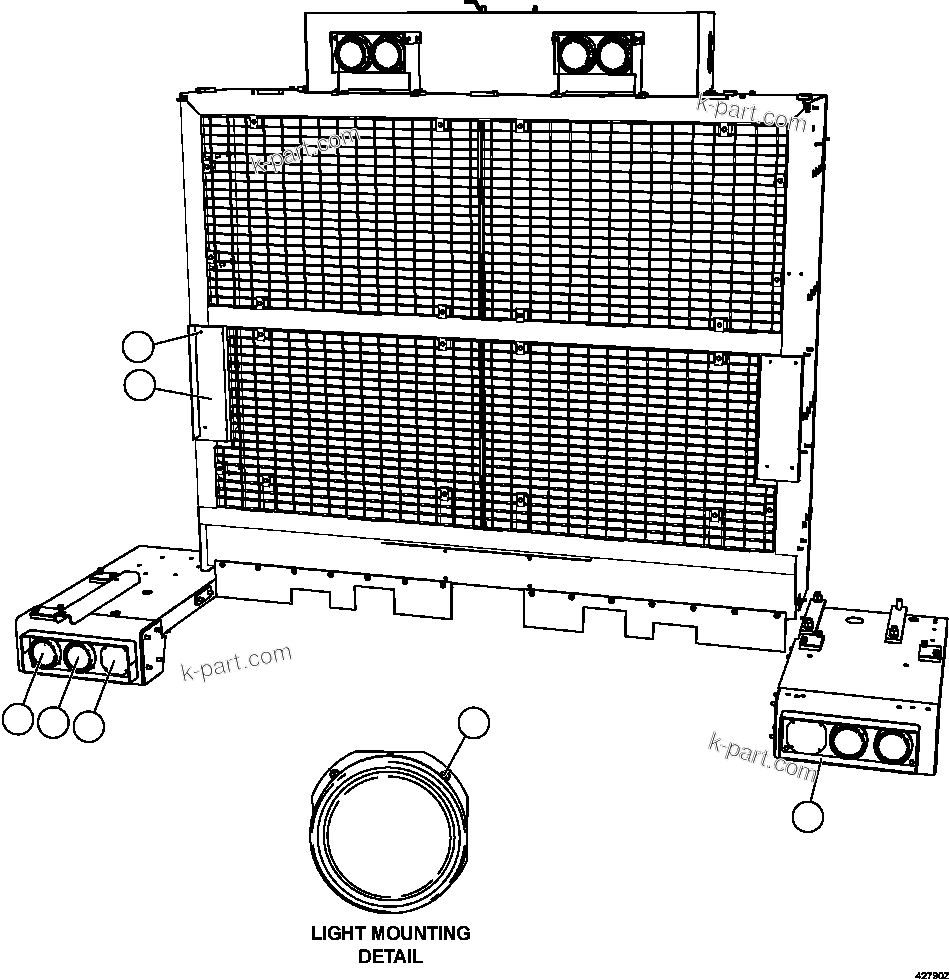 Komatsu parts book diagram for AFE57-FW 830E-1AC S/N A30761  WABUSH: BUMPER MOUNTED LIGHTS