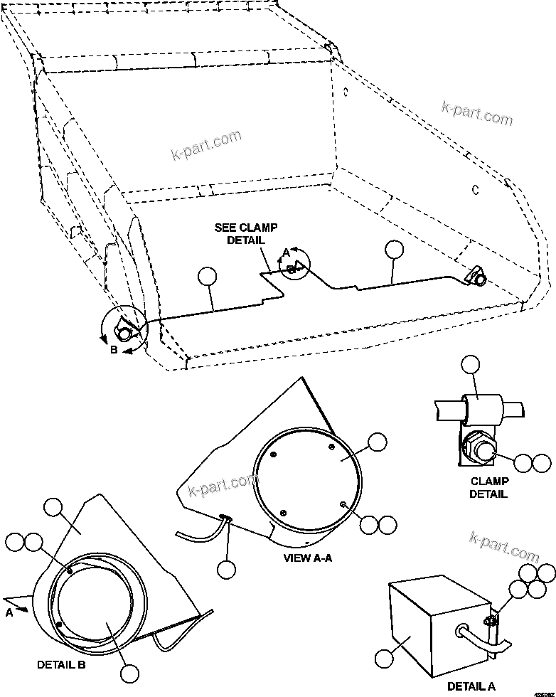 Komatsu parts book diagram for AFE57-FW 830E-1AC S/N A30761  WABUSH: REAR TURN & CLEARANCE LIGHTS
