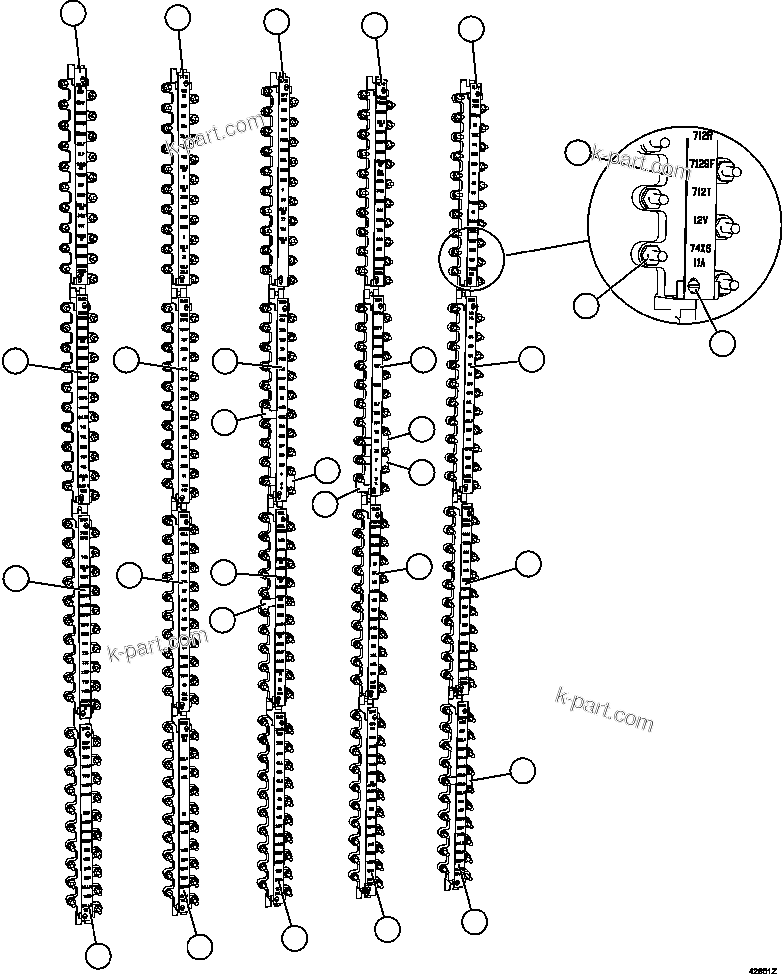Komatsu parts book diagram for AFE57-FW 830E-1AC S/N A30761  WABUSH: AUXILIARY CONTROL CABINET - REAR WALL