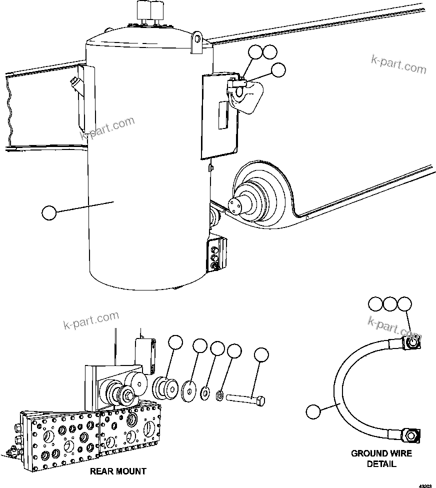 Komatsu parts book diagram for AFE57-FW 830E-1AC S/N A30761  WABUSH: HYDRAULIC TANK INSTALLATION