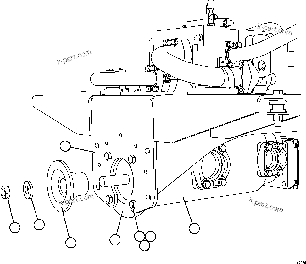 Komatsu parts book diagram for AFE57-FW 830E-1AC S/N A30761  WABUSH: HOIST PUMP INSTALLATION