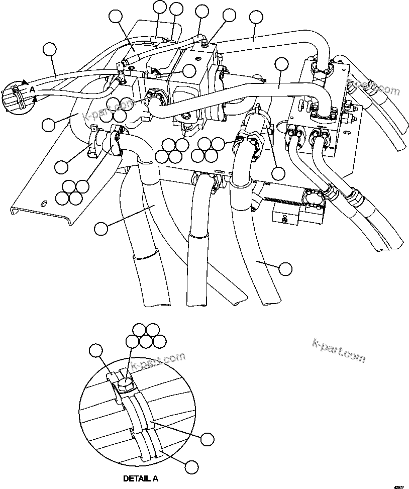 Komatsu parts book diagram for AFE57-FW 830E-1AC S/N A30761  WABUSH: HOIST PIPING   2/4