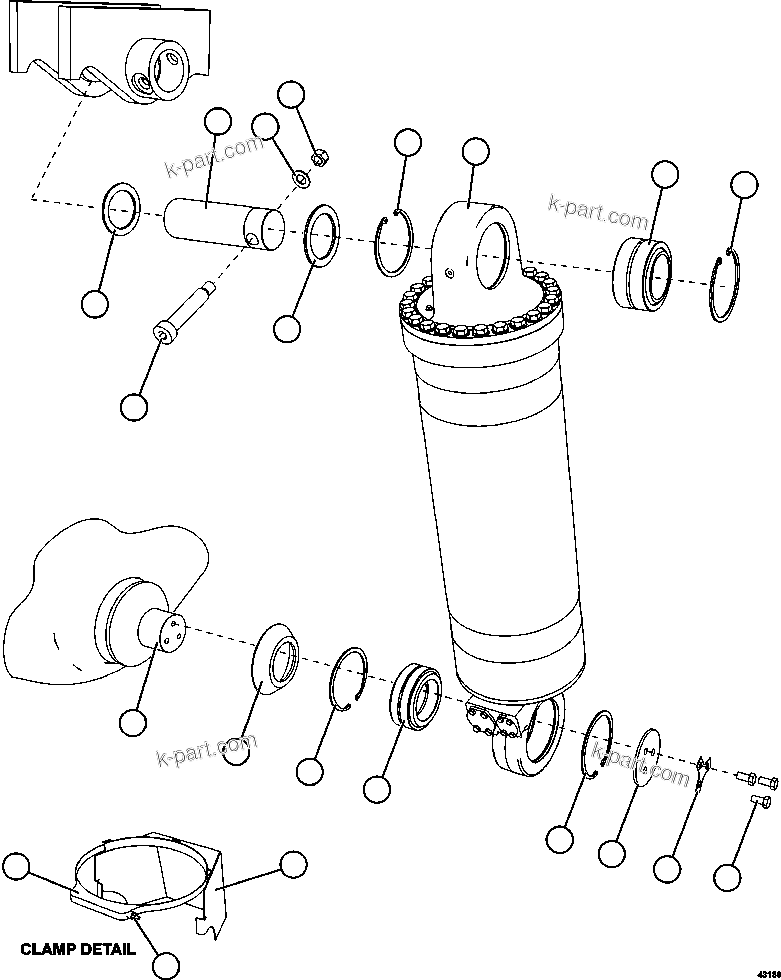 Komatsu parts book diagram for AFE57-FW 830E-1AC S/N A30761  WABUSH: HOIST CYLINDER INSTALLATION