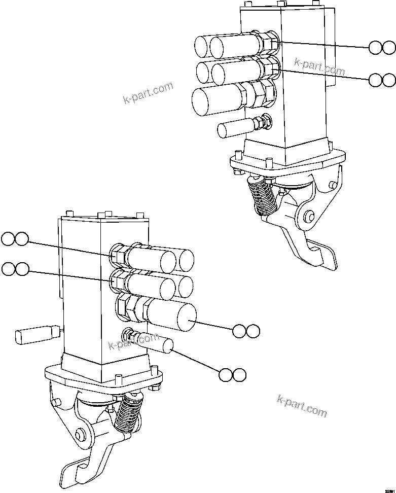Komatsu parts book diagram for AFE57-FW 830E-1AC S/N A30761  WABUSH: BRAKE VALVE PIPING