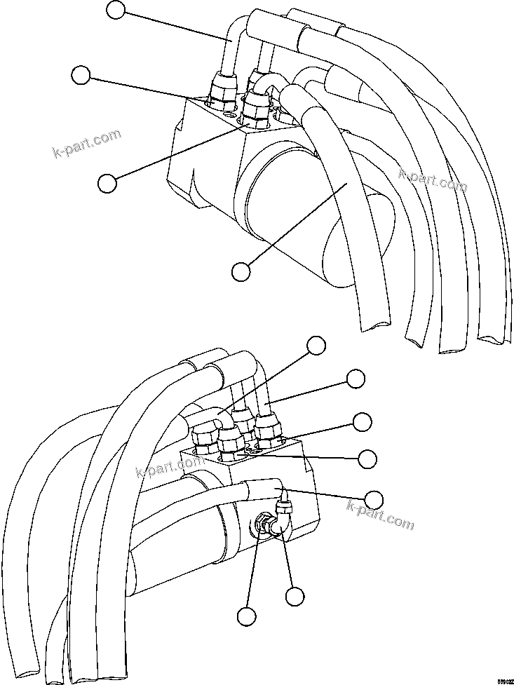 Komatsu parts book diagram for AFE57-FW 830E-1AC S/N A30761  WABUSH: STEERING CONTROL UNIT PIPING