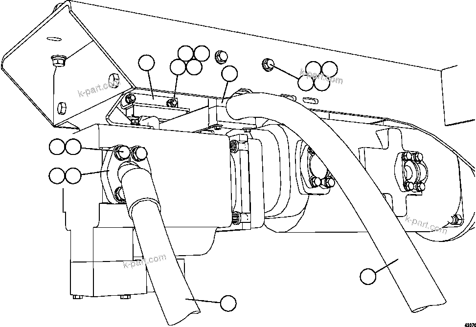 Komatsu parts book diagram for AFE57-FW 830E-1AC S/N A30761  WABUSH: STEERING PUMP PIPING   2/2