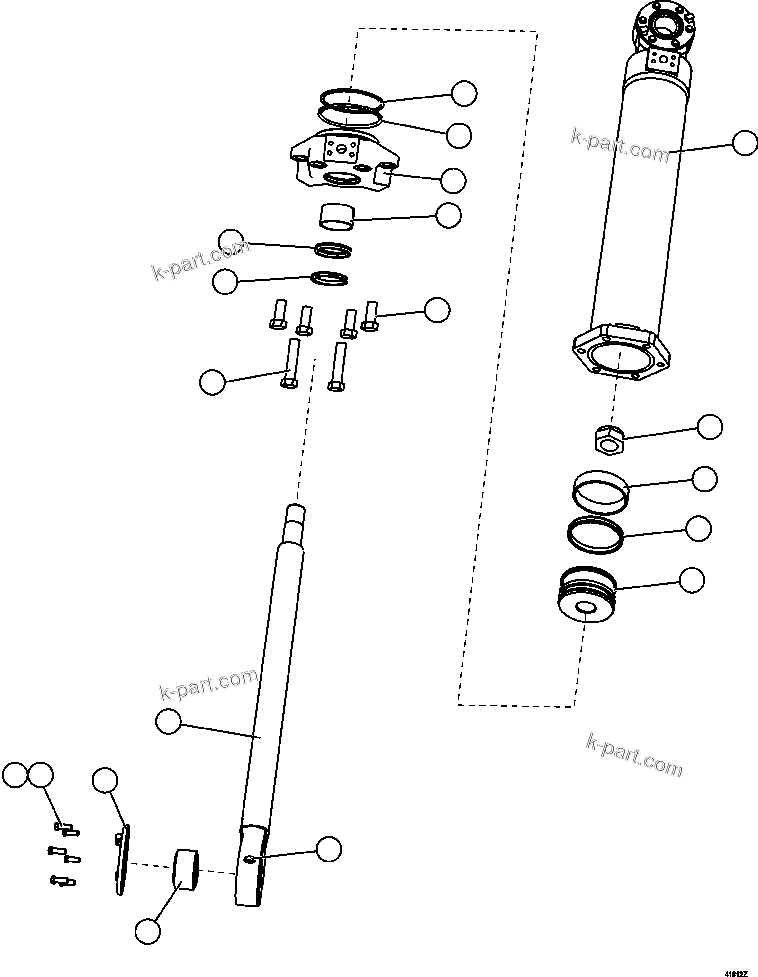 Komatsu parts book diagram for AFE57-FW 830E-1AC S/N A30761  WABUSH: STEERING CYLINDER AND BEARINGS