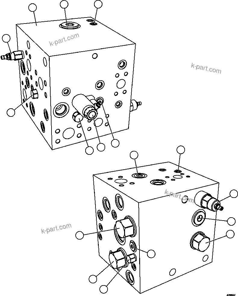 Komatsu parts book diagram for AFE57-FW 830E-1AC S/N A30761  WABUSH: BLEEDDOWN MANIFOLD   PC2677