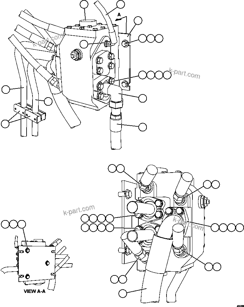 Komatsu parts book diagram for AFE57-FW 830E-1AC S/N A30761  WABUSH: FLOW AMPLIFIER PIPING