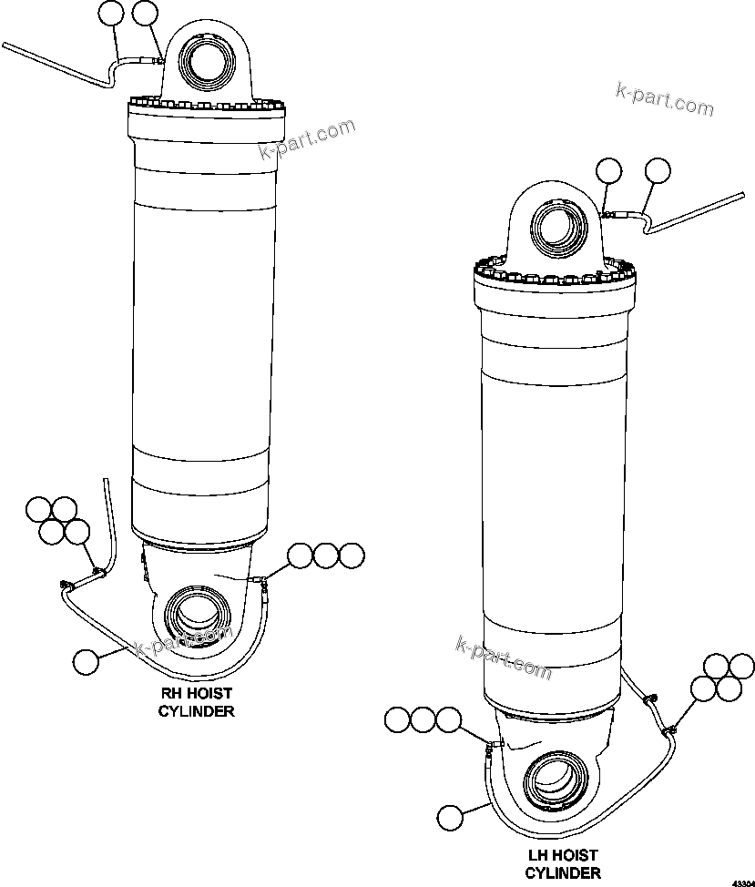 Komatsu parts book diagram for AFE57-FW 830E-1AC S/N A30761  WABUSH: AUTOMATIC LUBRICATION - HOIST CYLINDERS