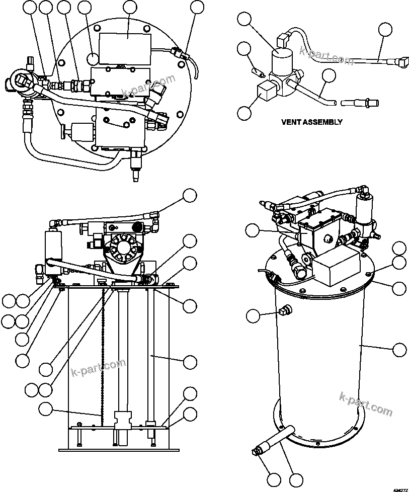 Komatsu parts book diagram for AFE57-FW 830E-1AC S/N A30761  WABUSH: LUBE PUMP/CONTAINER ASSEMBLY        PC2440
