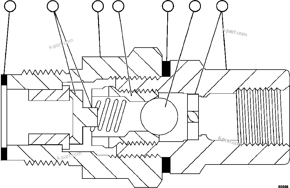 Komatsu parts book diagram for AFE57-FW 830E-1AC S/N A30761  WABUSH: CHECK VALVE ASSEMBLY              LA1187