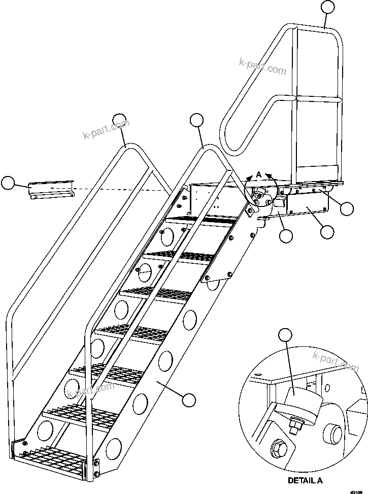 Komatsu parts book diagram for AFE57-FW 830E-1AC S/N A30761  WABUSH: LADDER ASSEMBLY  1/2    XA5018