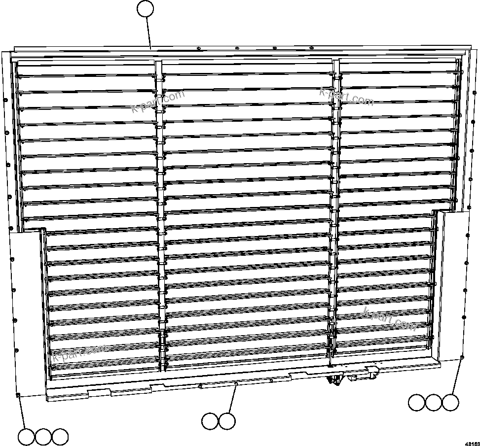 Komatsu parts book diagram for AFE57-FW 830E-1AC S/N A30761  WABUSH: RADIATOR SHUTTER INSTALLATION    1/2