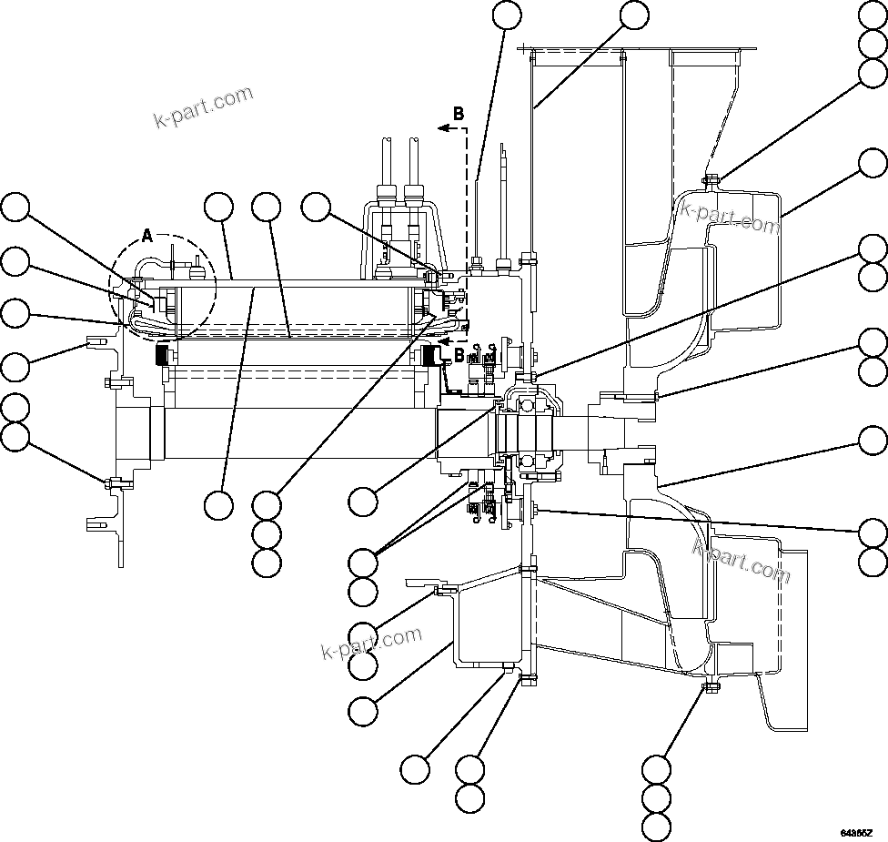 Komatsu parts book diagram for AFE57-FW 830E-1AC S/N A30761  WABUSH: ALTERNATOR - ENGINE MOUNT   1/2